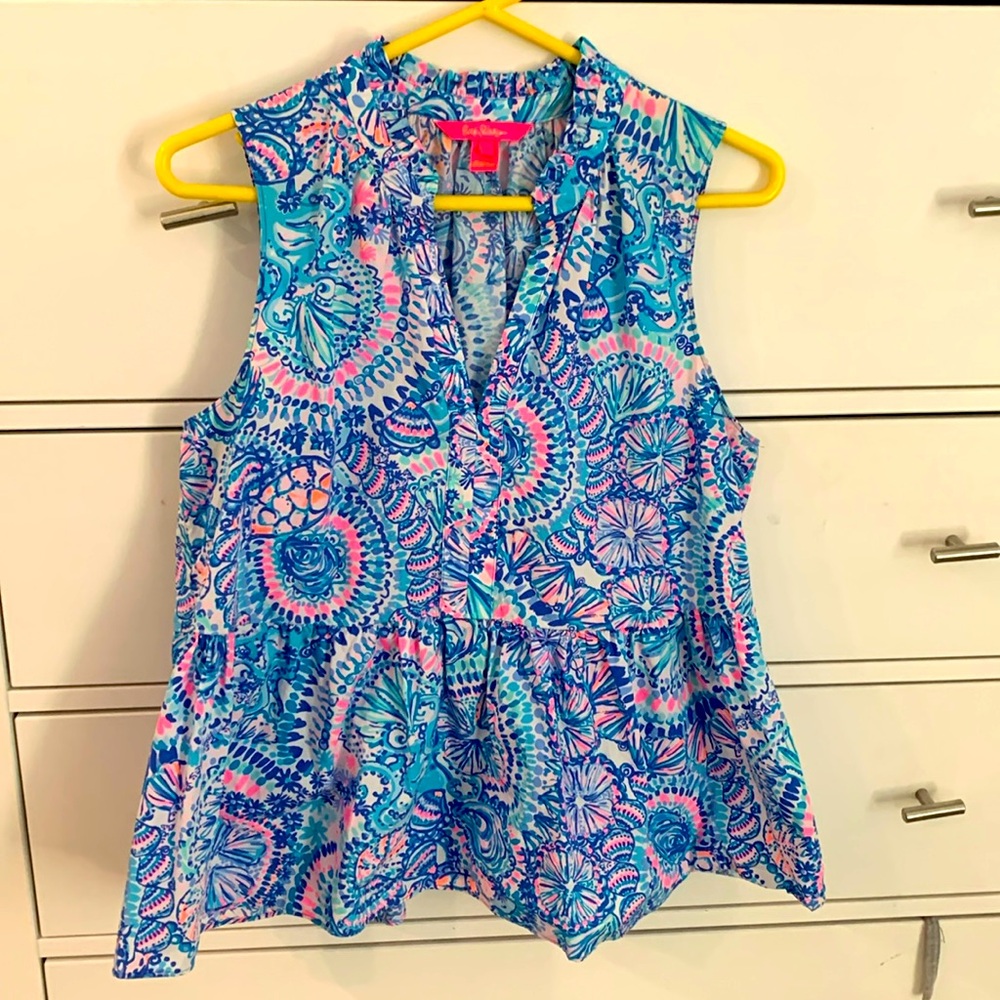 Lilly Pulitizer Women’s sleeveless peplum top size large